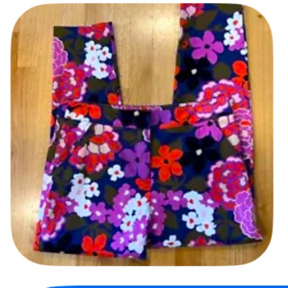 Trina Turk Moss Greenhouse Floral Ladybug Ankle Pants Cotton size 6